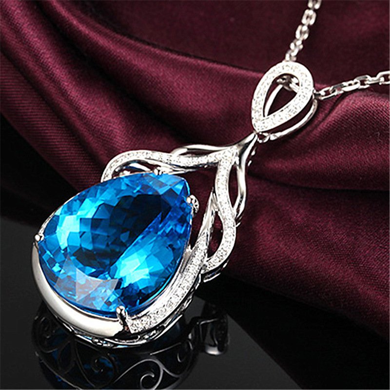 New Topaz Pendant Mermaid Tears Necklace Women's Jewelry Pendant Temperament Aquamarine Clavicle Chain New Topaz Pendant Mermaid Tears Necklace Women's Jewelry Pendant Temperament Aquamarine Clavicle Chain