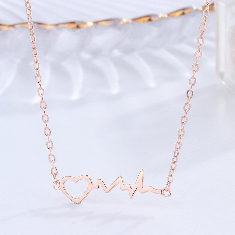 Creative s999 sterling silver electrocardiogram necklace women 2020 new light luxury love clavicle chain heartbeat induction Creative s999 sterling silver electrocardiogram necklace women 2020 new light luxury love clavicle chain heartbeat induction