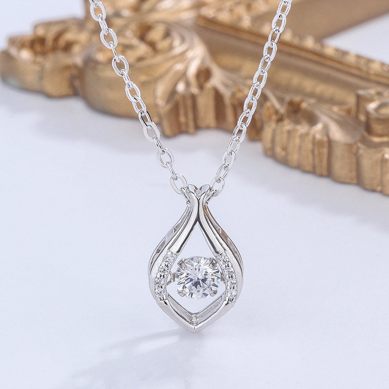 s999 pure silver mermaid necklace women's simple and versatile water drop smart necklace beating heart necklace s999 pure silver mermaid necklace women's simple and versatile water drop smart necklace beating heart necklace