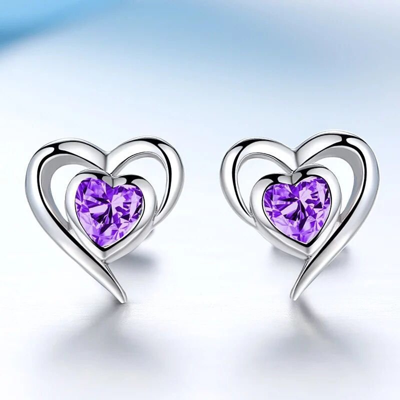 Heart shaped silver needle stud earrings fashion earrings women 925 silver earrings Heart shaped silver needle stud earrings fashion earrings women 925 silver earrings