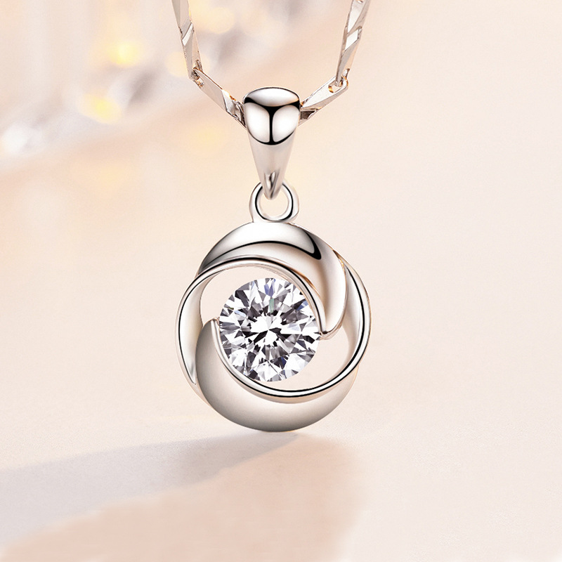 999 necklace female rotating rose pendant